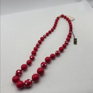 VTG Pink Polka Dot Chunky Beaded Lucite Necklace 22” Boho Casual Hippie 80s NWT